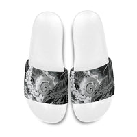 Piko Hawaiian Slide Sandals Monochrome Galaxy Spiral Plumeria Tribal Patterns DT05 Black - Polynesian Pride