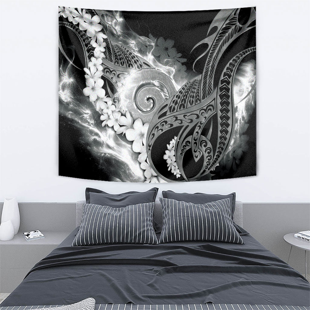 Piko Hawaiian Tapestry Monochrome Galaxy Spiral Plumeria Tribal Patterns DT05 - Polynesian Pride