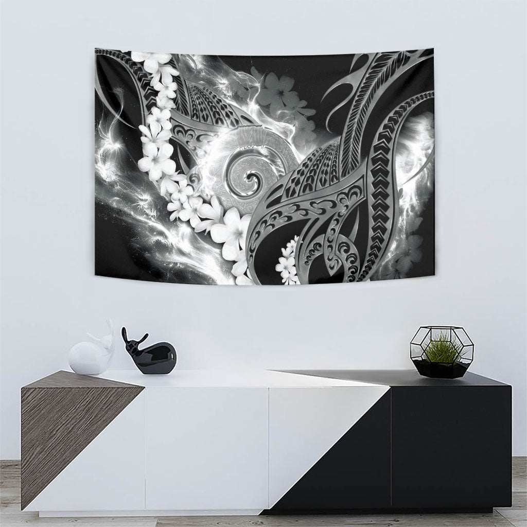 Piko Hawaiian Tapestry Monochrome Galaxy Spiral Plumeria Tribal Patterns DT05 - Polynesian Pride