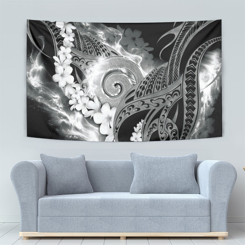 Piko Hawaiian Tapestry Monochrome Galaxy Spiral Plumeria Tribal Patterns DT05 - Polynesian Pride