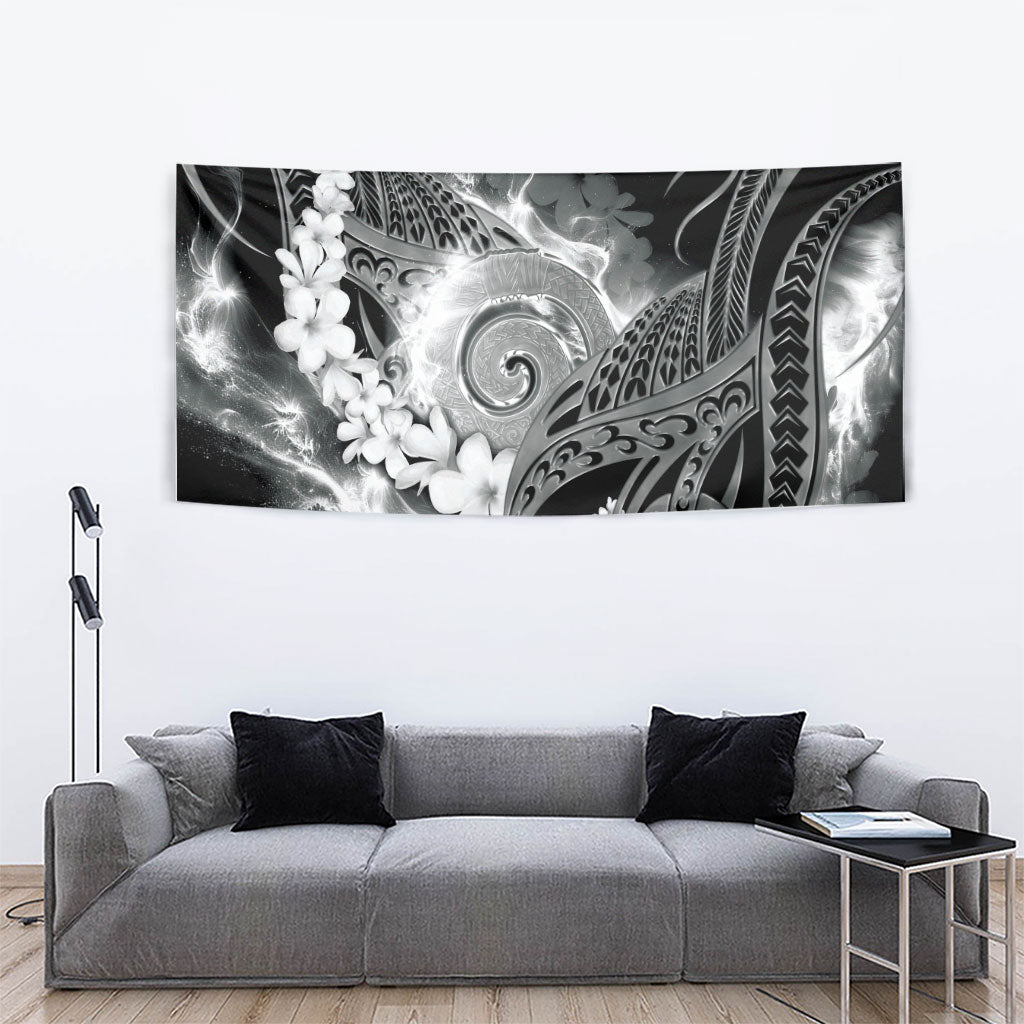 Piko Hawaiian Tapestry Monochrome Galaxy Spiral Plumeria Tribal Patterns DT05 - Polynesian Pride