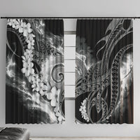 Piko Hawaiian Window Curtain Monochrome Galaxy Spiral Plumeria Tribal Patterns DT05 With Hooks Black - Polynesian Pride