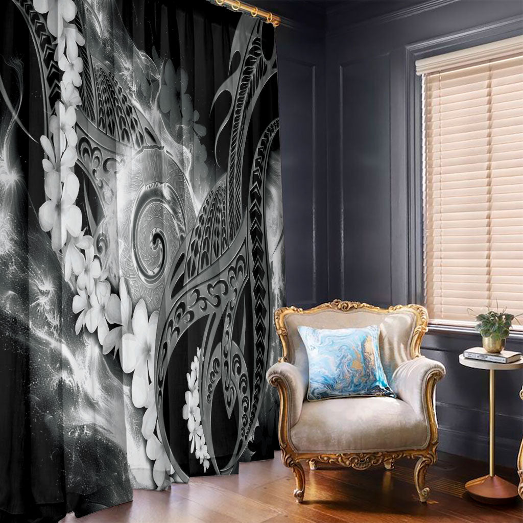 Piko Hawaiian Window Curtain Monochrome Galaxy Spiral Plumeria Tribal Patterns DT05 - Polynesian Pride