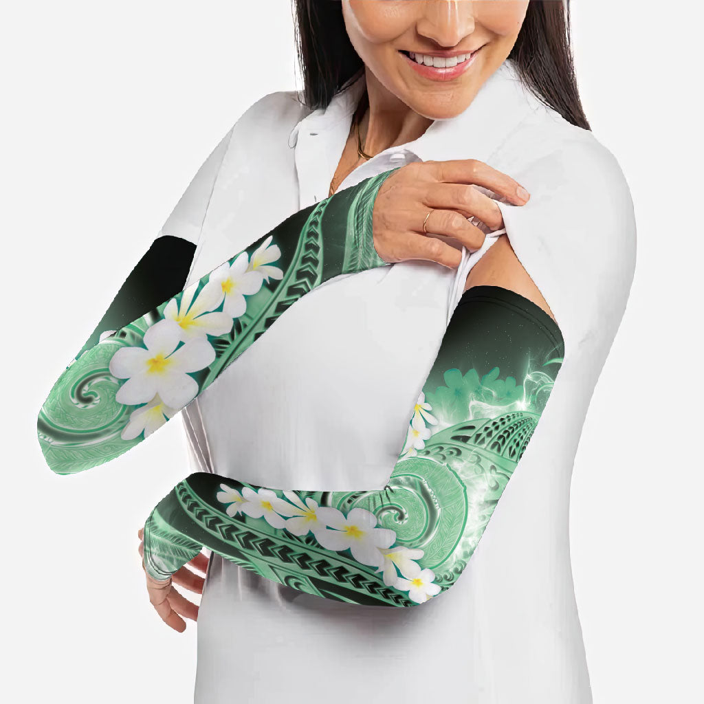 Piko Hawaiian Arm Sleeves Green Galaxy Spiral Plumeria Tribal Patterns DT05 - Polynesian Pride