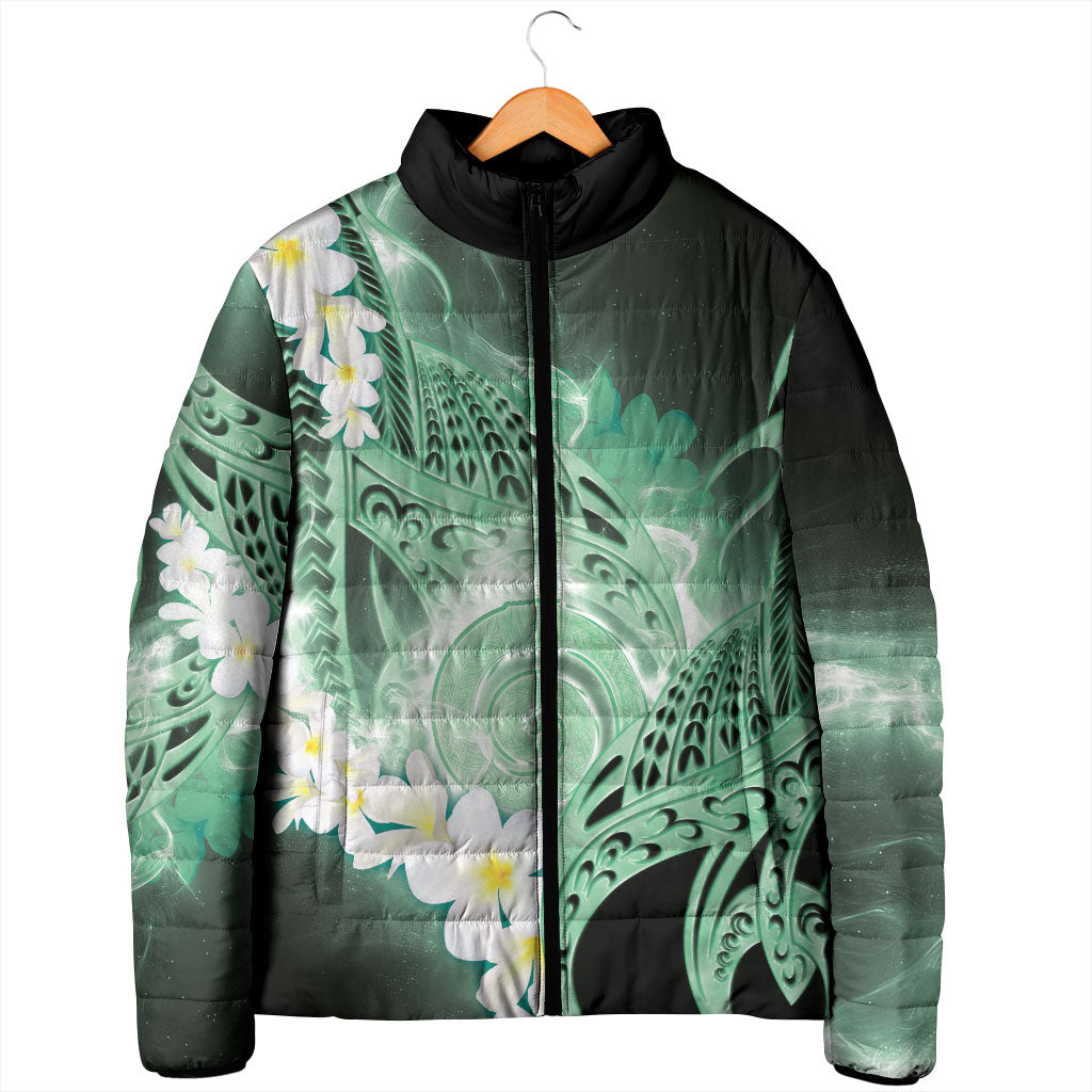 Piko Hawaiian Padded Jacket Green Galaxy Spiral Plumeria Tribal Patterns DT05 - Polynesian Pride