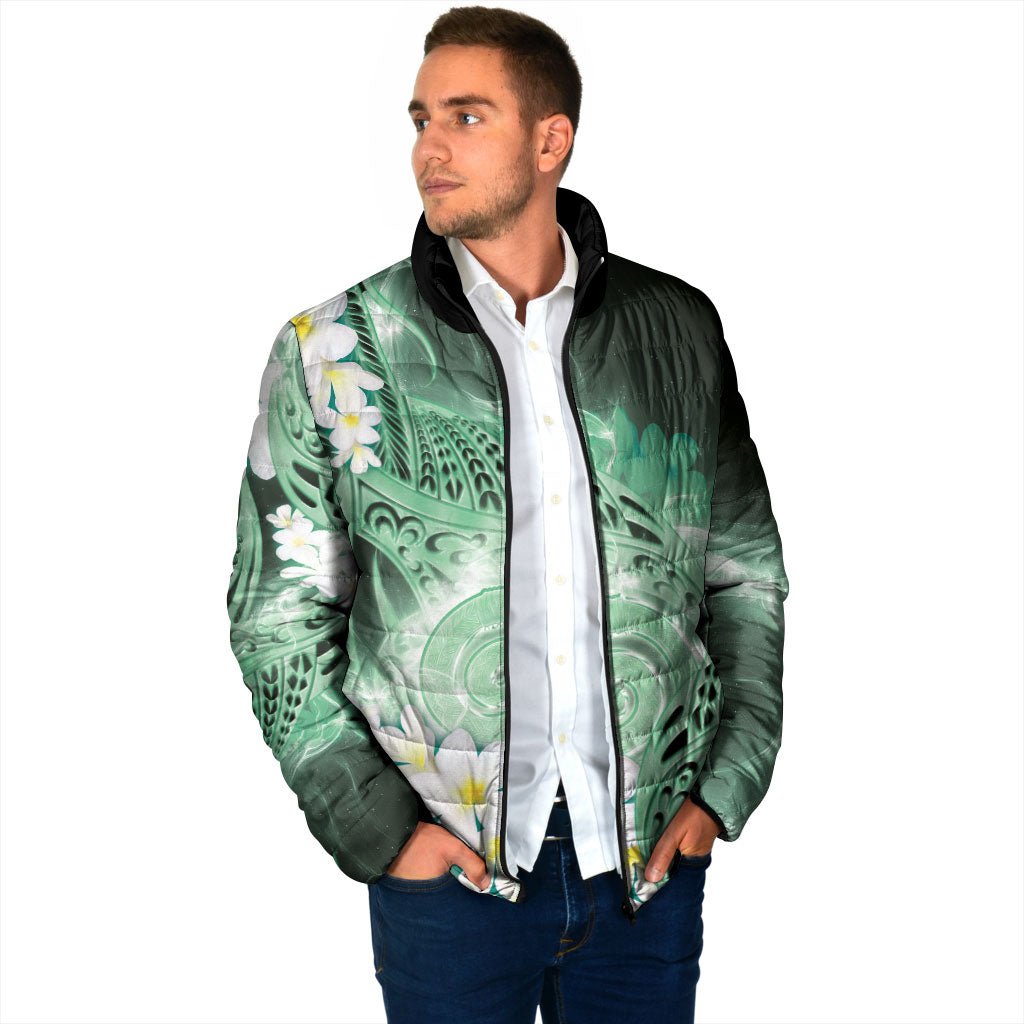 Piko Hawaiian Padded Jacket Green Galaxy Spiral Plumeria Tribal Patterns DT05 - Polynesian Pride
