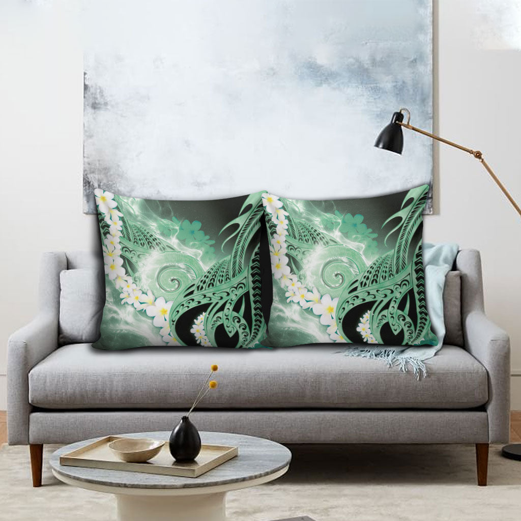 Piko Hawaiian Pillow Cover Green Galaxy Spiral Plumeria Tribal Patterns DT05 - Polynesian Pride