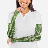 Personalised Fiji Language Week Sugarcane Masi Arm Sleeves Green Tapa Tribal Pattern DT05 - Polynesian Pride