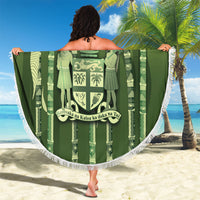 Personalised Fiji Language Week Sugarcane Masi Beach Blanket Green Tapa Tribal Pattern DT05 - Polynesian Pride