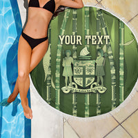 Personalised Fiji Language Week Sugarcane Masi Beach Blanket Green Tapa Tribal Pattern DT05 - Polynesian Pride