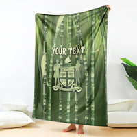 Personalised Fiji Language Week Sugarcane Masi Blanket Green Tapa Tribal Pattern DT05 - Polynesian Pride