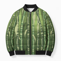 Personalised Fiji Language Week Sugarcane Masi Bomber Puffer Jacket Green Tapa Tribal Pattern DT05 Unisex Green - Polynesian Pride