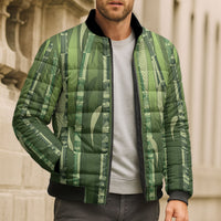 Personalised Fiji Language Week Sugarcane Masi Bomber Puffer Jacket Green Tapa Tribal Pattern DT05 - Polynesian Pride