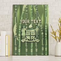 Personalised Fiji Language Week Sugarcane Masi Canvas Wall Art Green Tapa Tribal Pattern DT05 Without Frame Green - Polynesian Pride