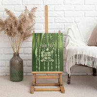 Personalised Fiji Language Week Sugarcane Masi Canvas Wall Art Green Tapa Tribal Pattern DT05 - Polynesian Pride
