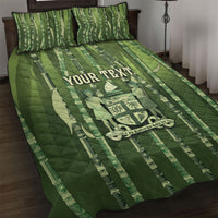 Personalised Fiji Language Week Sugarcane Masi Quilt Bed Set Green Tapa Tribal Pattern DT05 Green - Polynesian Pride