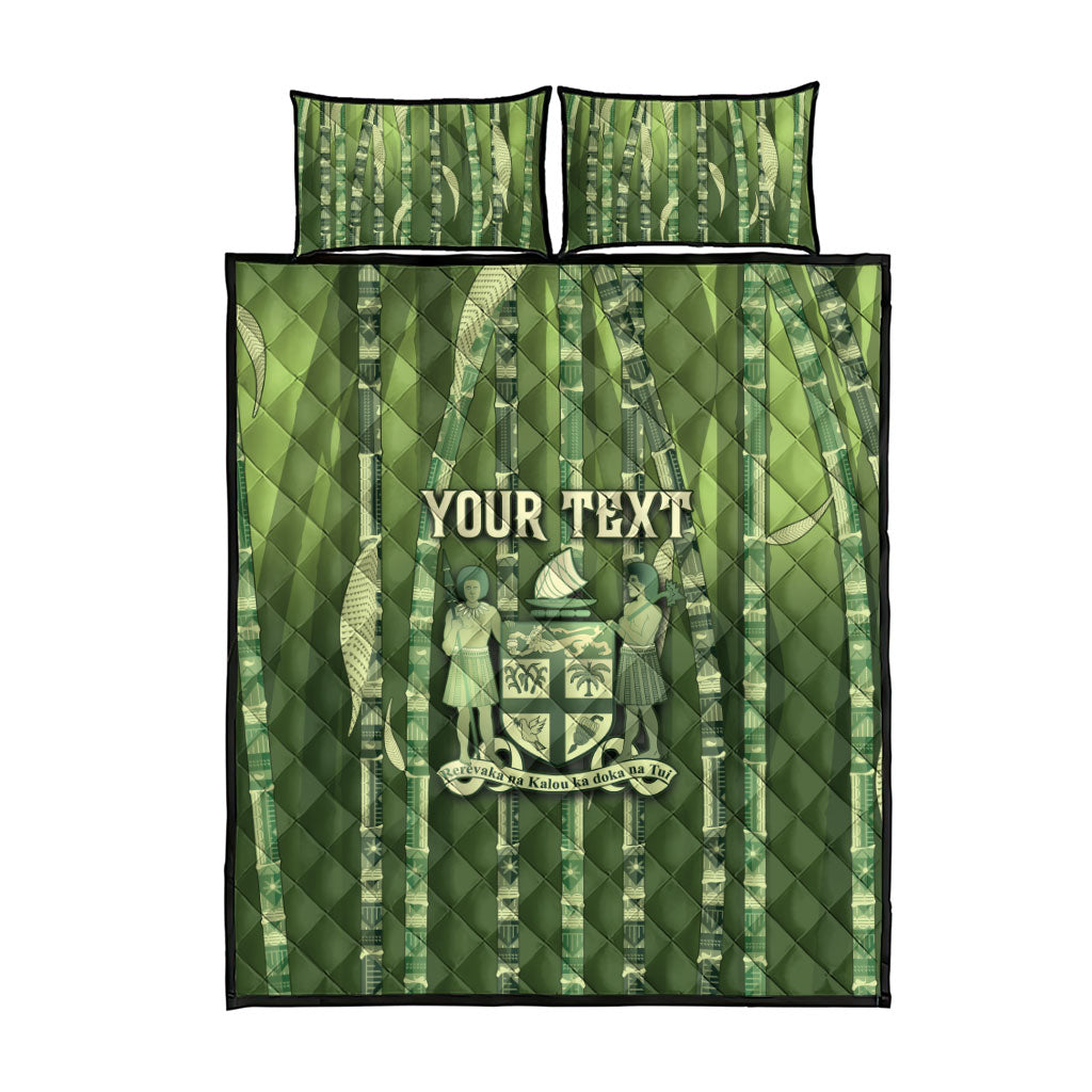Personalised Fiji Language Week Sugarcane Masi Quilt Bed Set Green Tapa Tribal Pattern DT05 - Polynesian Pride