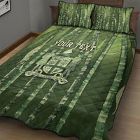 Personalised Fiji Language Week Sugarcane Masi Quilt Bed Set Green Tapa Tribal Pattern DT05 - Polynesian Pride