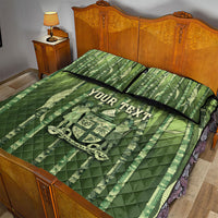 Personalised Fiji Language Week Sugarcane Masi Quilt Bed Set Green Tapa Tribal Pattern DT05 - Polynesian Pride