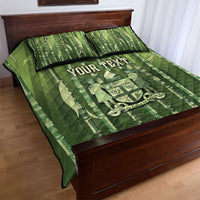 Personalised Fiji Language Week Sugarcane Masi Quilt Bed Set Green Tapa Tribal Pattern DT05 - Polynesian Pride