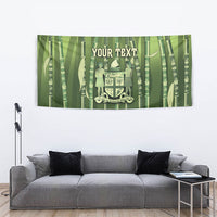 Personalised Fiji Language Week Sugarcane Masi Tapestry Green Tapa Tribal Pattern DT05 - Polynesian Pride