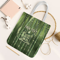 Personalised Fiji Language Week Sugarcane Masi Tote Bag Green Tapa Tribal Pattern DT05 White Strap One Size Green - Polynesian Pride