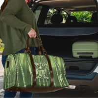 Personalised Fiji Language Week Sugarcane Masi Travel Bag Green Tapa Tribal Pattern DT05 - Polynesian Pride
