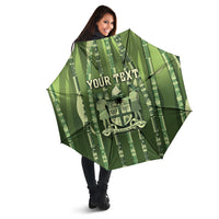 Personalised Fiji Language Week Sugarcane Masi Umbrella Green Tapa Tribal Pattern DT05 - Polynesian Pride