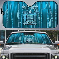 Personalised Fiji Language Week Sugarcane Masi Auto Sun Shade Blue Tapa Tribal Pattern DT05 Blue - Polynesian Pride