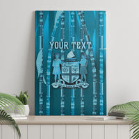 Personalised Fiji Language Week Sugarcane Masi Canvas Wall Art Blue Tapa Tribal Pattern DT05 - Polynesian Pride