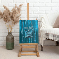 Personalised Fiji Language Week Sugarcane Masi Canvas Wall Art Blue Tapa Tribal Pattern DT05 - Polynesian Pride