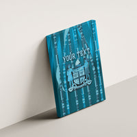 Personalised Fiji Language Week Sugarcane Masi Canvas Wall Art Blue Tapa Tribal Pattern DT05 - Polynesian Pride