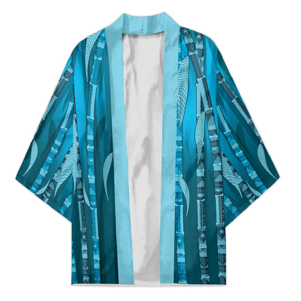 Personalised Fiji Language Week Sugarcane Masi Kimono Blue Tapa Tribal Pattern DT05 Unisex Blue - Polynesian Pride