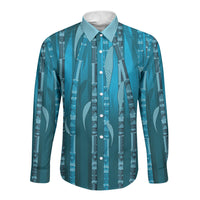 Personalised Fiji Language Week Sugarcane Masi Long Sleeve Button Shirt Blue Tapa Tribal Pattern DT05 Unisex Blue - Polynesian Pride