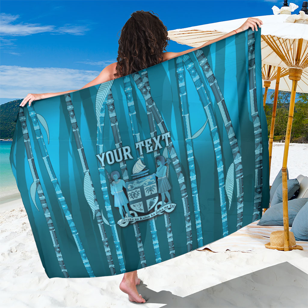 Personalised Fiji Language Week Sugarcane Masi Sarong Blue Tapa Tribal Pattern DT05 One Size 44 x 66 inches Blue - Polynesian Pride