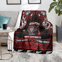 Ngapuhi Aotearoa Meri Kirihimete Blanket Maori Kiwi Bird Silver Fern Koru Pattern DT05 - Polynesian Pride