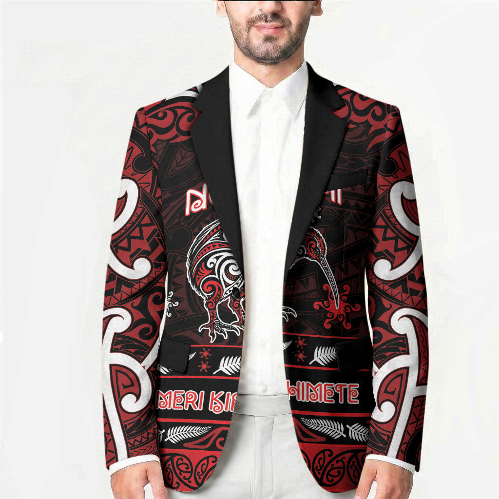 Personalised Ngapuhi Aotearoa Meri Kirihimete Blazer Maori Kiwi Bird Silver Fern Koru Pattern DT05 - Polynesian Pride