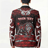 Personalised Ngapuhi Aotearoa Meri Kirihimete Blazer Maori Kiwi Bird Silver Fern Koru Pattern DT05 - Polynesian Pride