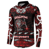 Personalised Ngapuhi Aotearoa Meri Kirihimete Button Sweatshirt Maori Kiwi Bird Silver Fern Koru Pattern DT05 - Polynesian Pride
