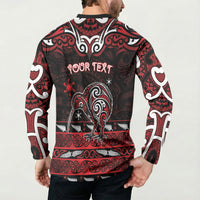 Personalised Ngapuhi Aotearoa Meri Kirihimete Button Sweatshirt Maori Kiwi Bird Silver Fern Koru Pattern DT05 - Polynesian Pride