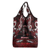 Ngapuhi Aotearoa Meri Kirihimete Grocery Bag Maori Kiwi Bird Silver Fern Koru Pattern DT05 - Polynesian Pride