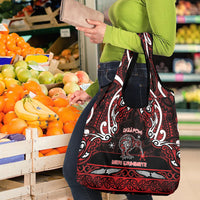 Ngapuhi Aotearoa Meri Kirihimete Grocery Bag Maori Kiwi Bird Silver Fern Koru Pattern DT05 - Polynesian Pride