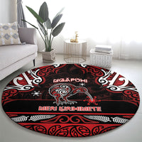Ngapuhi Aotearoa Meri Kirihimete Round Carpet Maori Kiwi Bird Silver Fern Koru Pattern DT05 - Polynesian Pride
