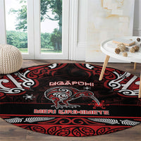 Ngapuhi Aotearoa Meri Kirihimete Round Carpet Maori Kiwi Bird Silver Fern Koru Pattern DT05 - Polynesian Pride