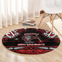 Ngapuhi Aotearoa Meri Kirihimete Round Carpet Maori Kiwi Bird Silver Fern Koru Pattern DT05 - Polynesian Pride