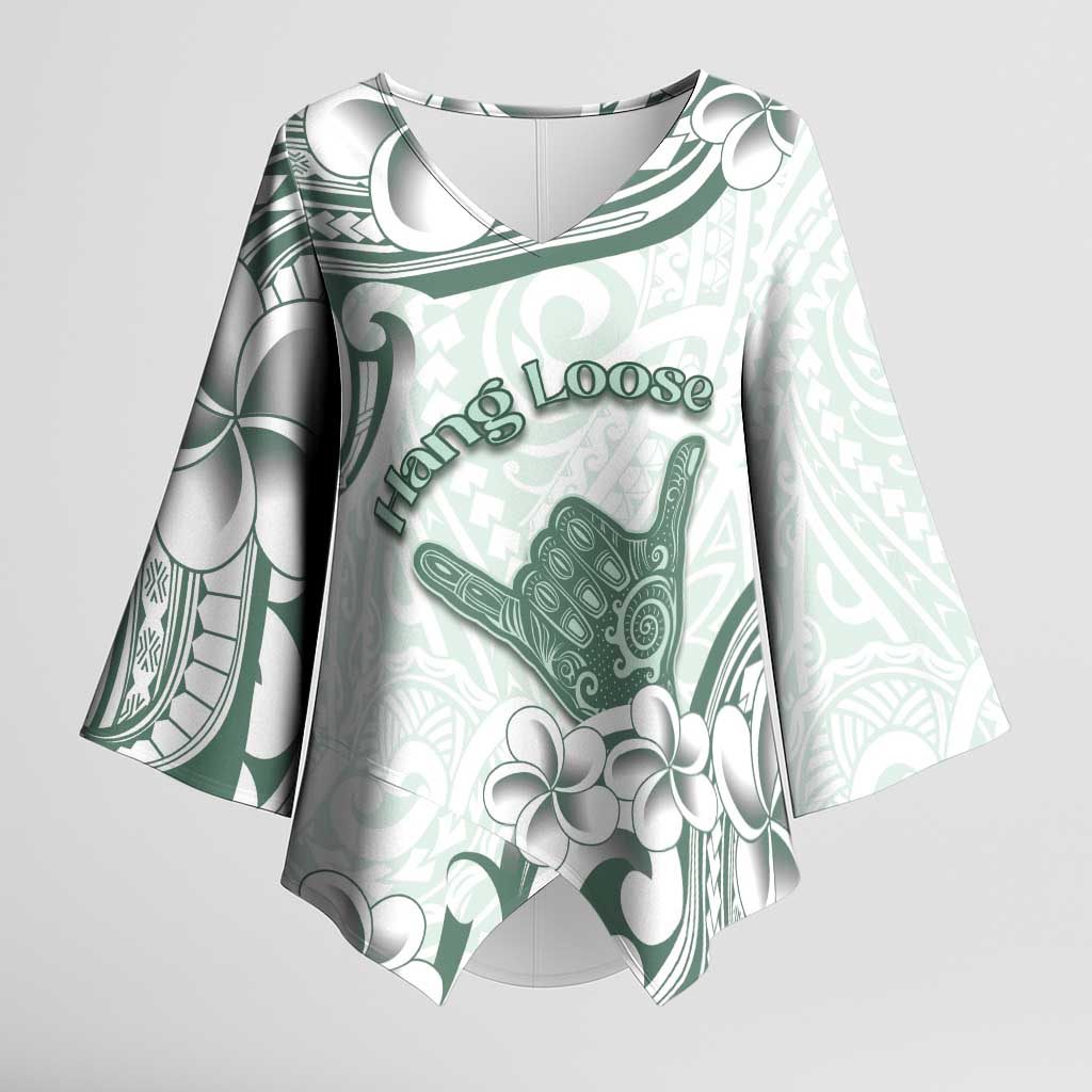 Aloha Hawaii Shaka Kimono Sleeve Blouse Hang Loose Mint Version DT05 Female Mint - Polynesian Pride