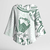 Aloha Hawaii Shaka Kimono Sleeve Blouse Hang Loose Mint Version DT05 - Polynesian Pride