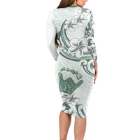 Aloha Hawaii Shaka Long Sleeve Bodycon Dress Hang Loose Mint Version DT05 - Polynesian Pride