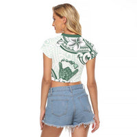 Aloha Hawaii Shaka Raglan Cropped T Shirt Hang Loose Mint Version DT05 - Polynesian Pride