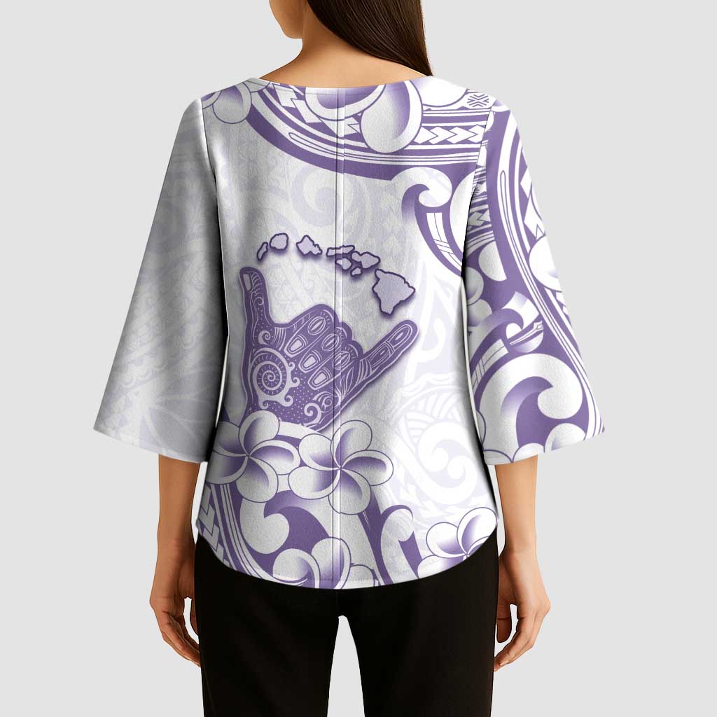 Aloha Hawaii Shaka Kimono Sleeve Blouse Hang Loose Purple Version DT05 - Polynesian Pride